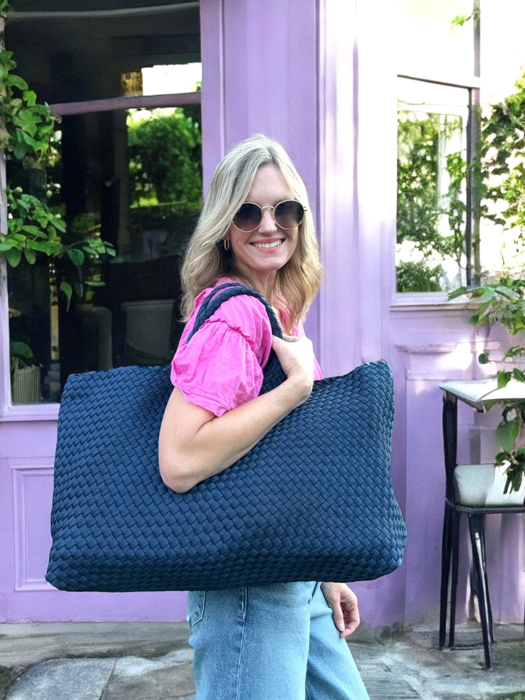 Peace Love Mahjong - Woven Mahjong Carryall | Chartreuse