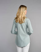 Claridge + King - The Pleated League Blouse in Sage Mini Check: S