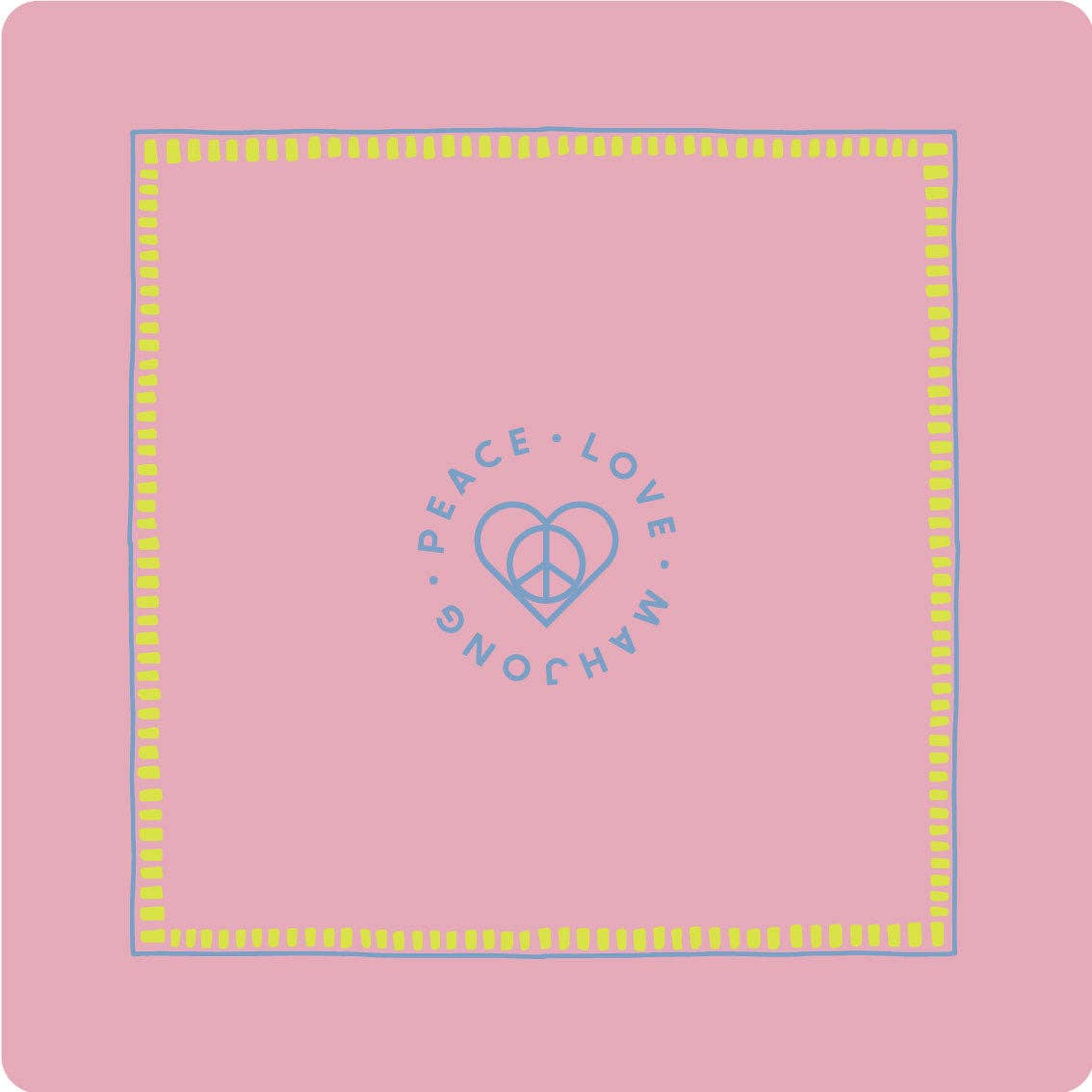 Peace Love Mahjong - Mat | Light Pink w/Chartreuse + French Blue