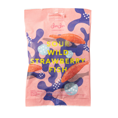 BonBon - A Swedish Candy Co - Sour Wild Strawberry Fish - Swedish Candy 5.2oz (150g)