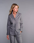 Claridge + King - The League Shirt in Gray Pinstripe