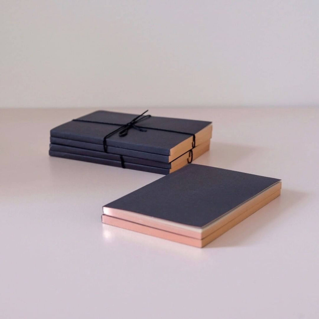 Wms&Co. Little Black Notebooks with Rose Gold Edging (Set of two)