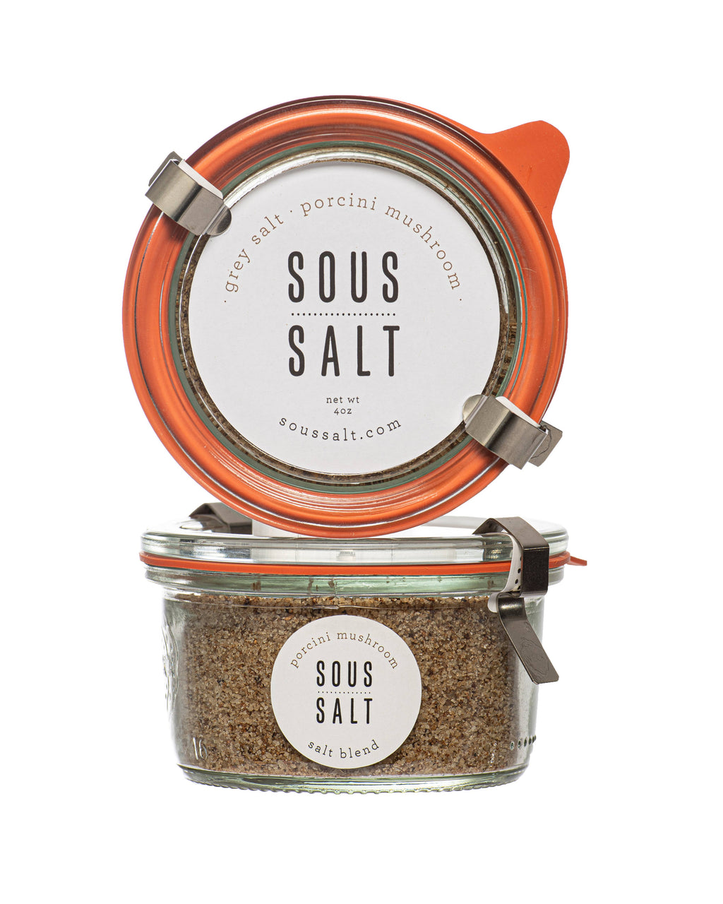 Sous Salt - Grey Salt Porcini Mushroom Glass Jar: 4oz