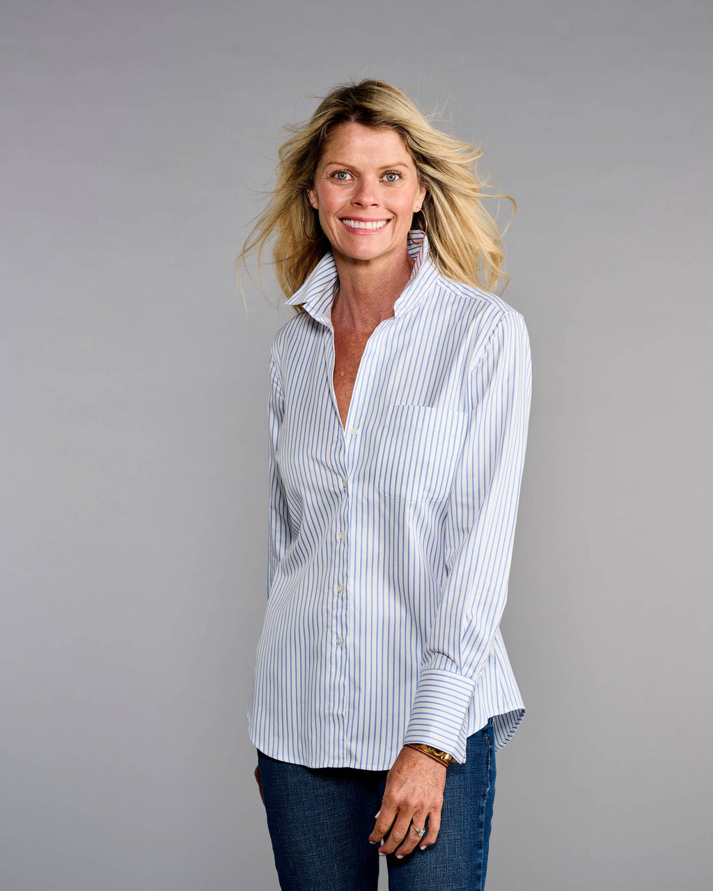 Claridge + King - The 4.0 Shirt in Lovely Blue Stripe: XL