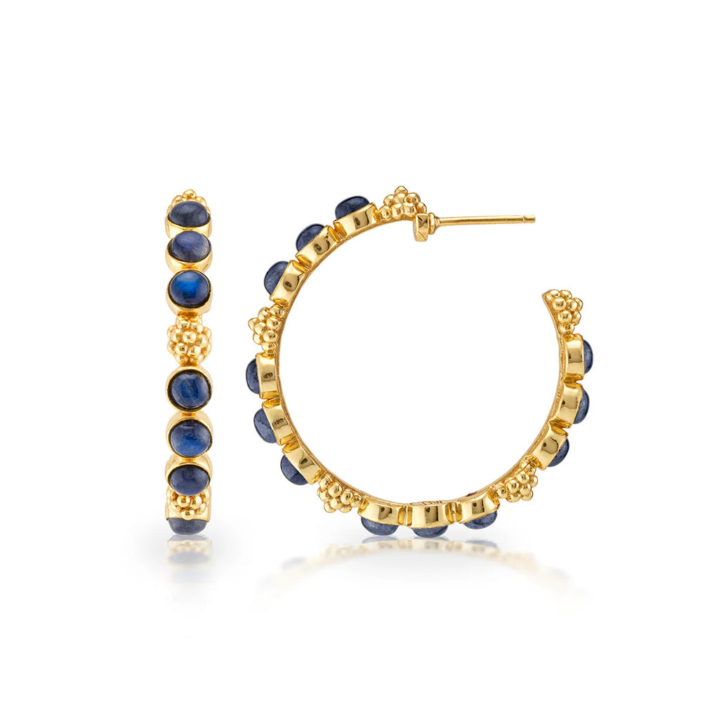 Capucine De Wulf Berry Gem Medium Hoop Earrings - Blue Labradorite