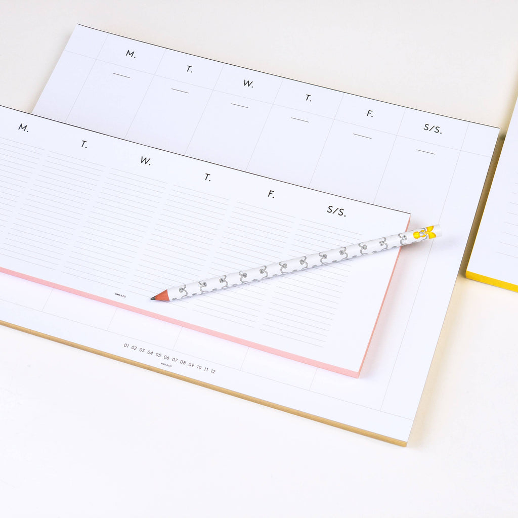 Wms&Co.Keyboard Planner Pads Blush Edged / Weekly Desk Planner