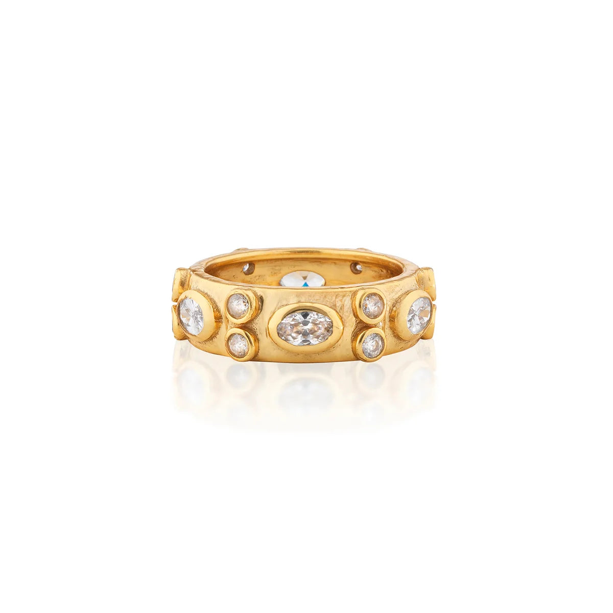 Capucine De Wulf Maharani Hammered Ring - Clear Cubic Zirconia *