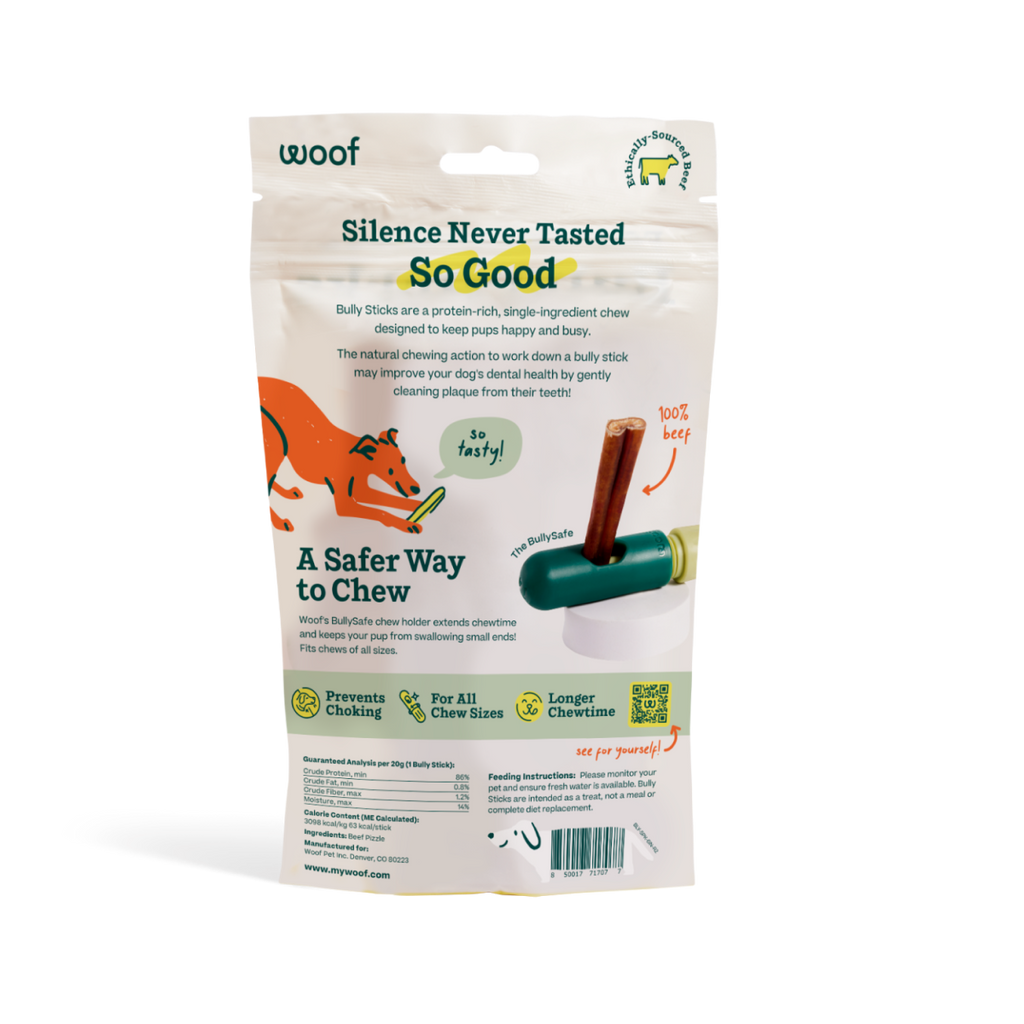 Woof - BullySafe Chews - BullySticks: Beef / 12-inch 5 pack