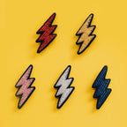 Macon & Lesquoy - Hand embroidered brooch - Small Blue Lightning
