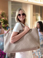 Peace Love Mahjong - Woven Mahjong Carryall | Lavender
