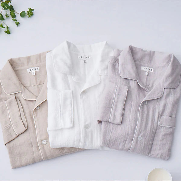 Uchino Marshmallow Gauze Pajama Unisex - Beige