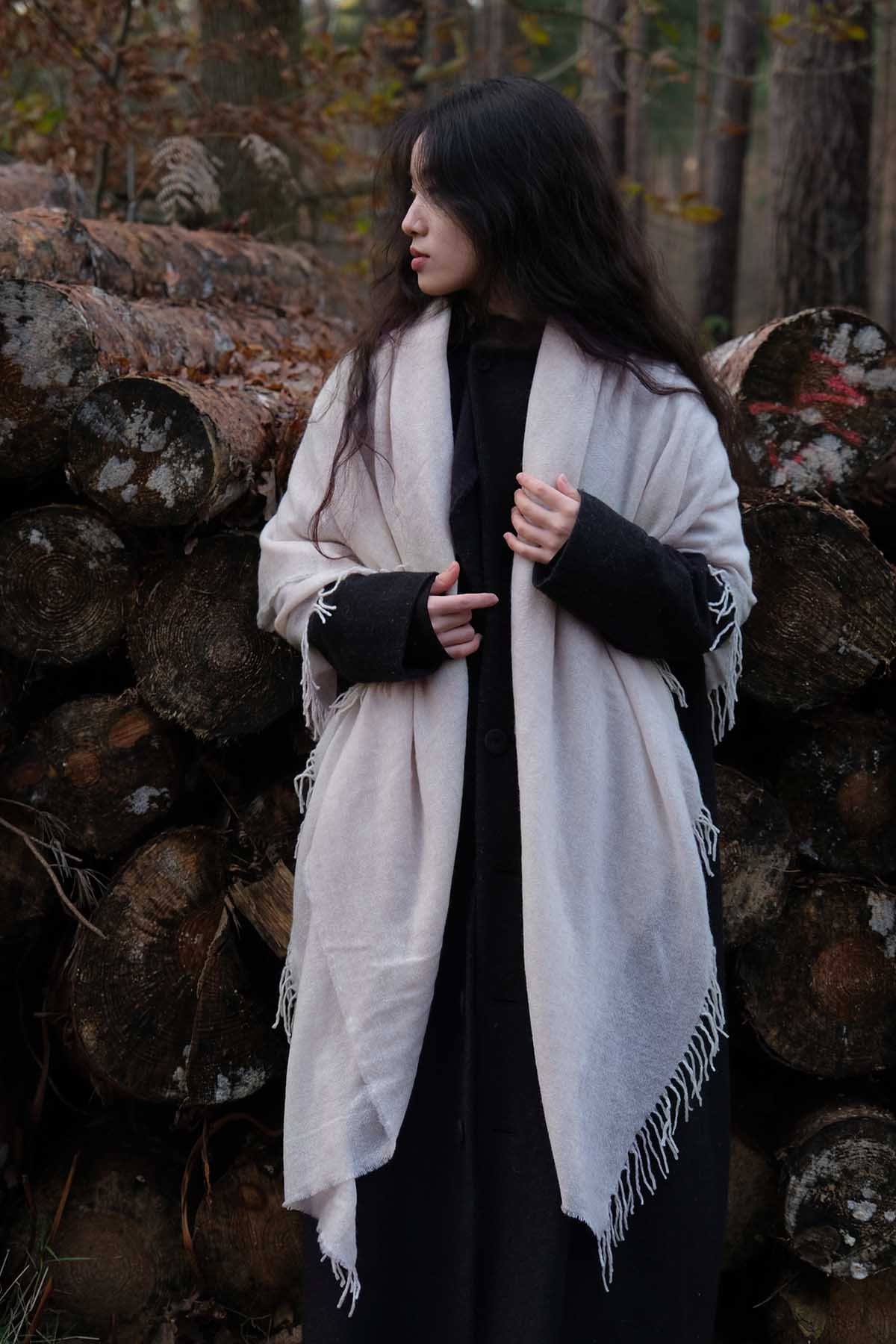 Oats & Rice Airy Cashmere Wrap | Cream
