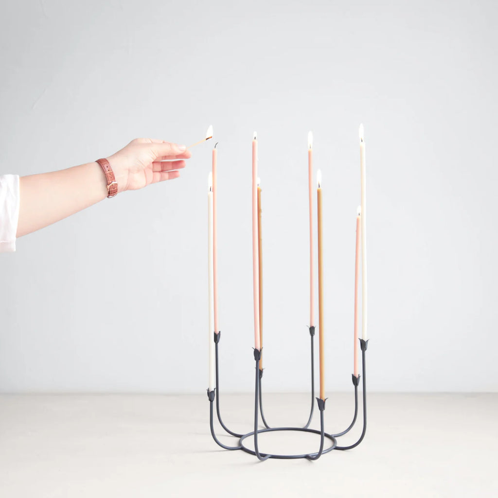 The Floral Society - Beacon Long Stem Candelabra - Smoke