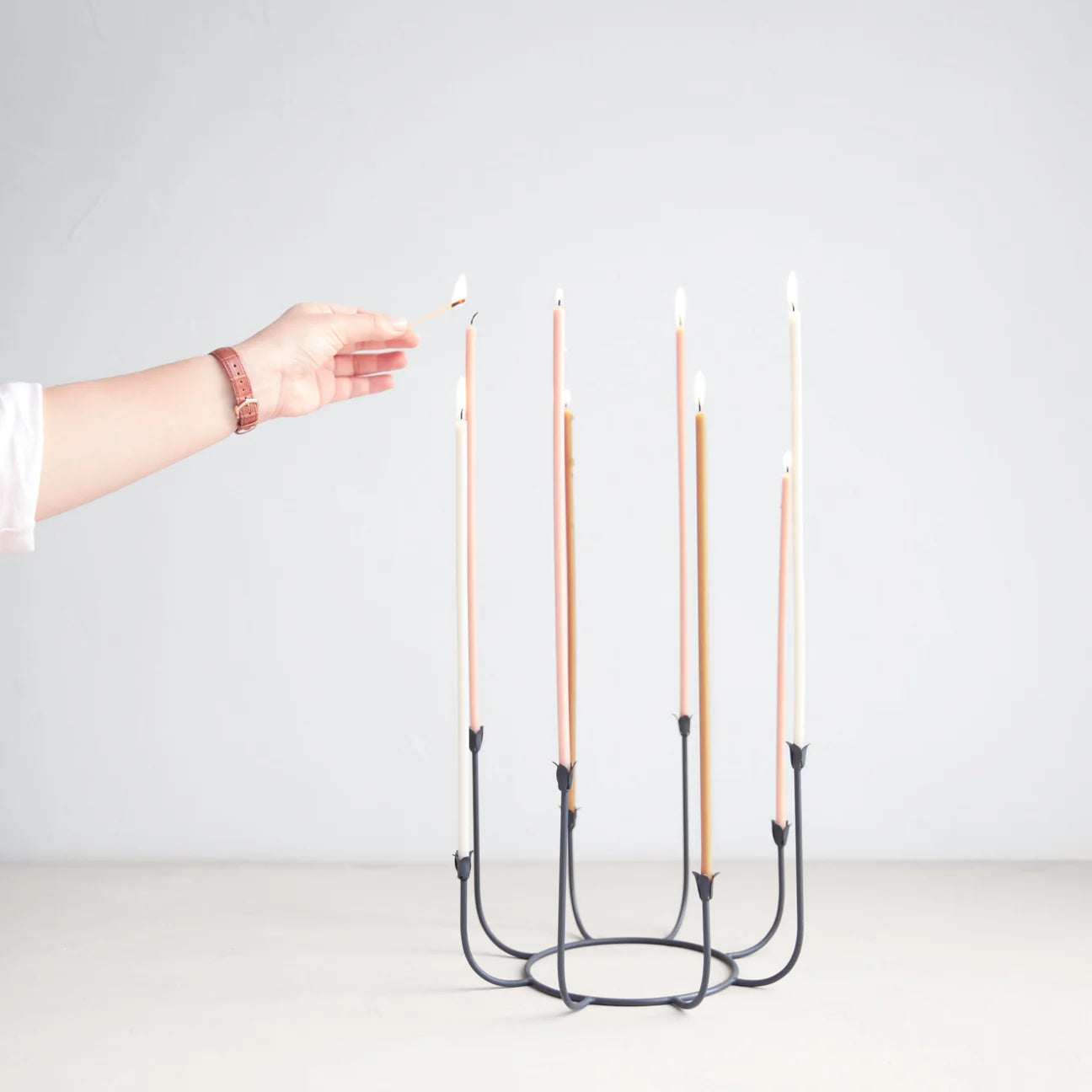 The Floral Society - Beacon Long Stem Candelabra - Smoke