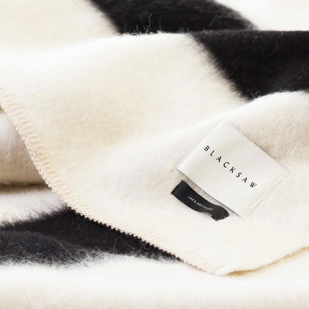 Blacksaw The Siempre Recycled Blanket - Ivory/Black Stripe