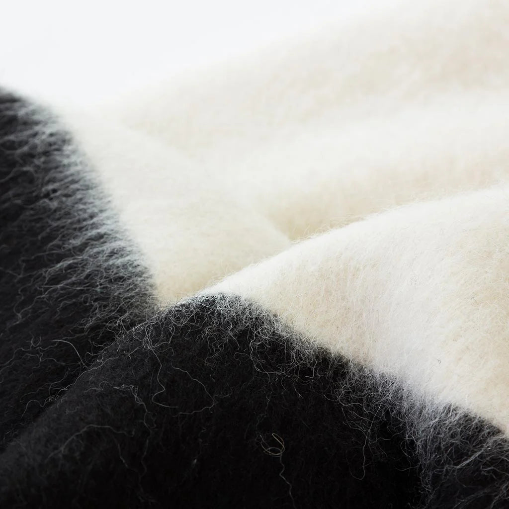 Blacksaw The Siempre Recycled Blanket - Ivory/Black Stripe