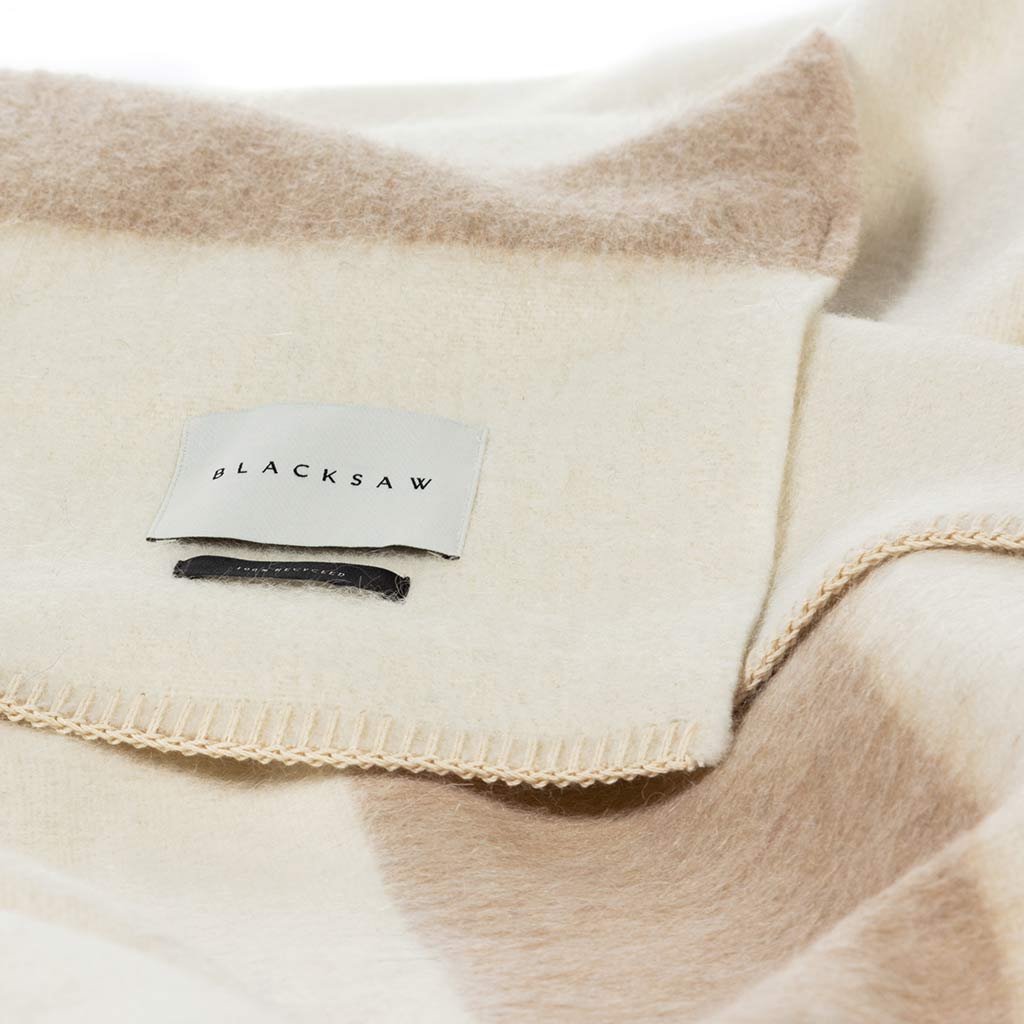 Blacksaw The Siempre Recycled Blanket - Ivory/Beige Stripe