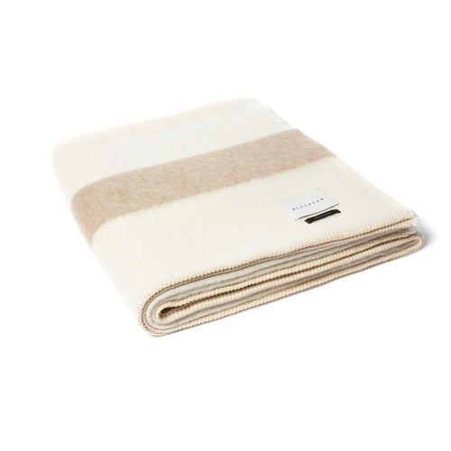 Blacksaw The Siempre Recycled Blanket - Ivory/Beige Stripe
