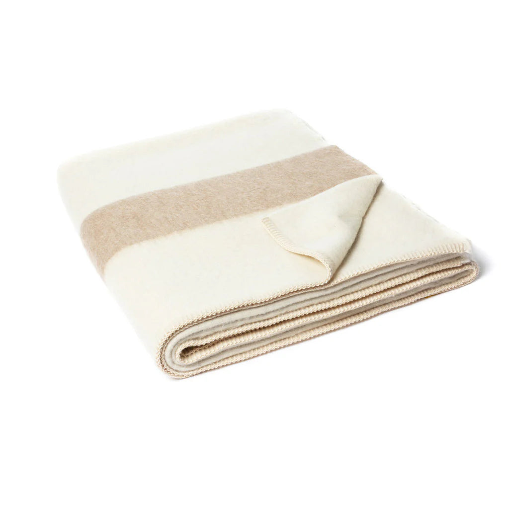 Blacksaw The Siempre Recycled Blanket - Ivory/Beige Stripe
