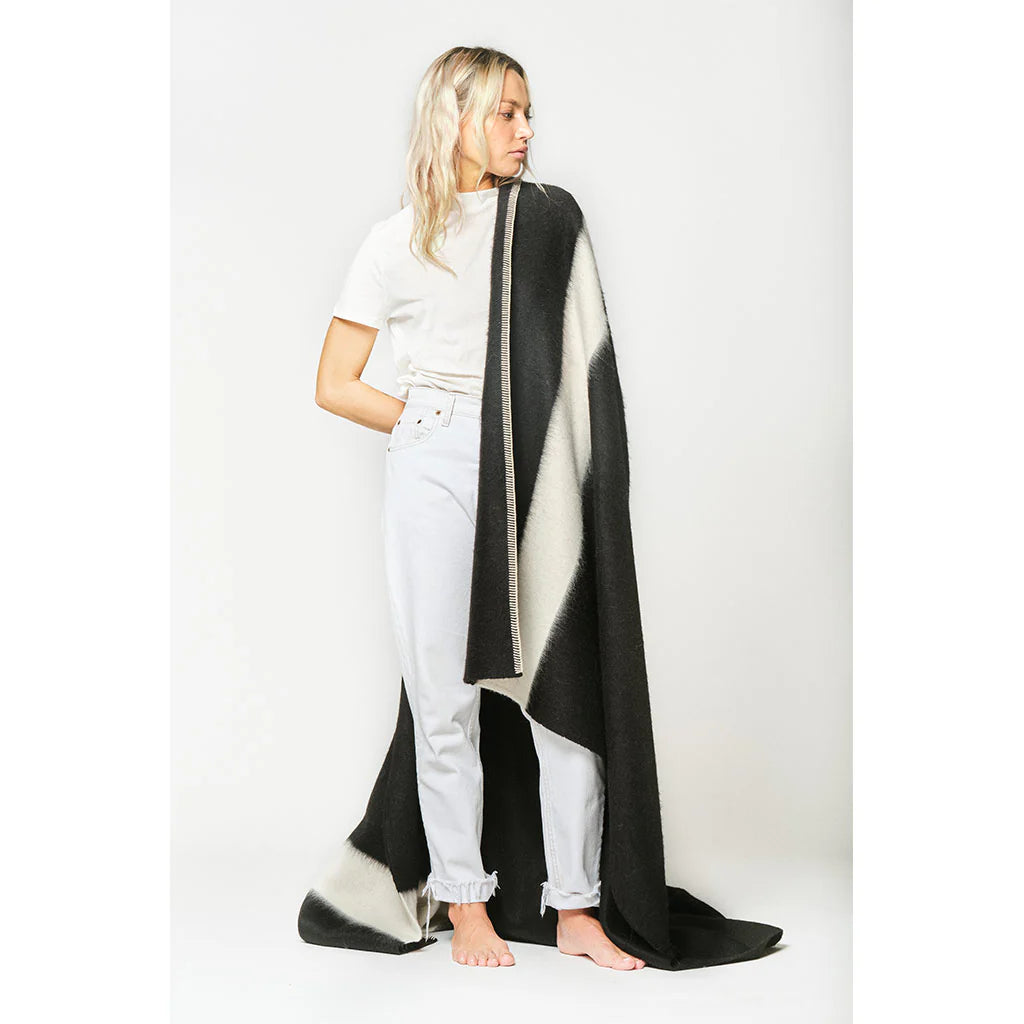 Blacksaw The Siempre Recycled Blanket - Ivory/Black Stripe