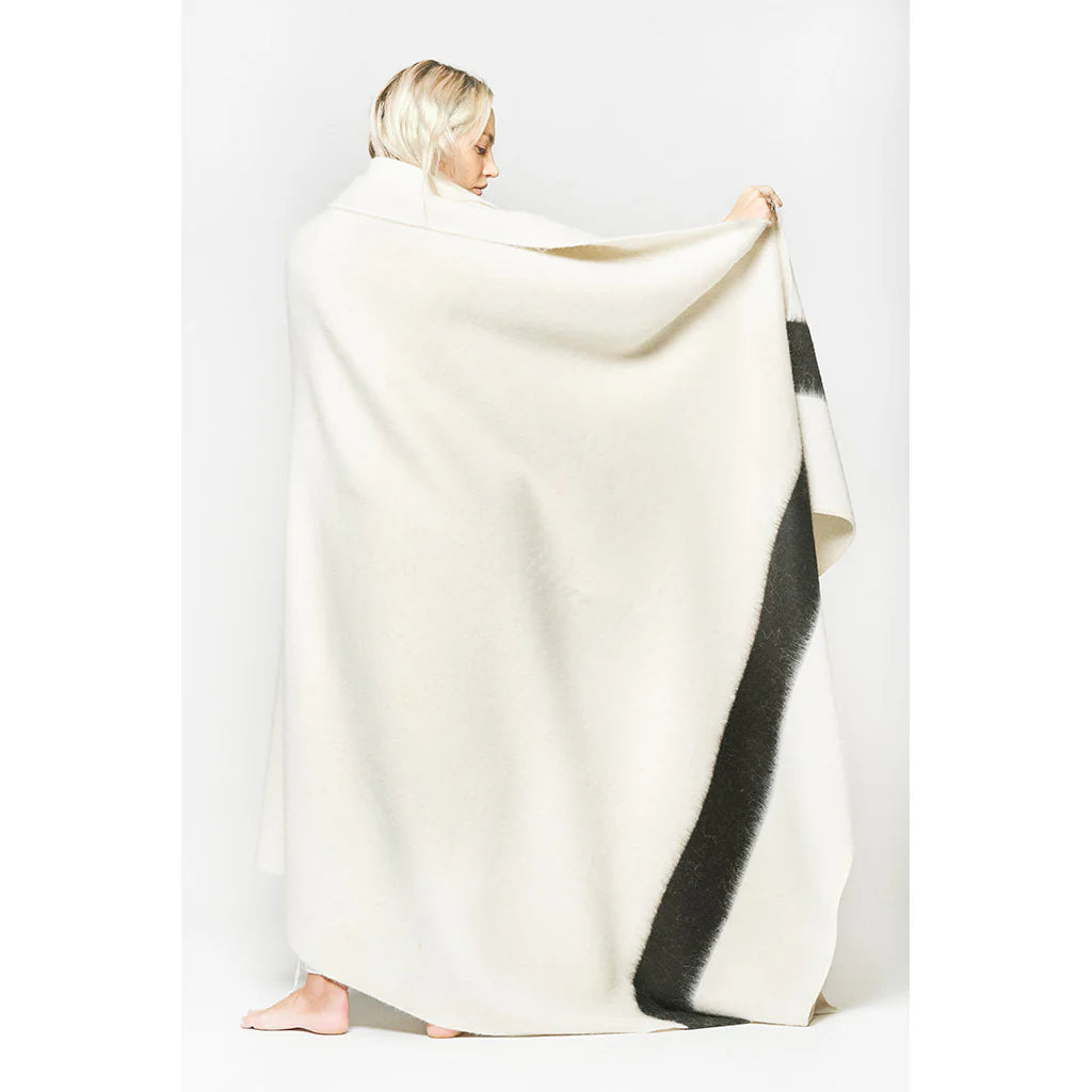 Blacksaw The Siempre Recycled Blanket - Ivory/Black Stripe