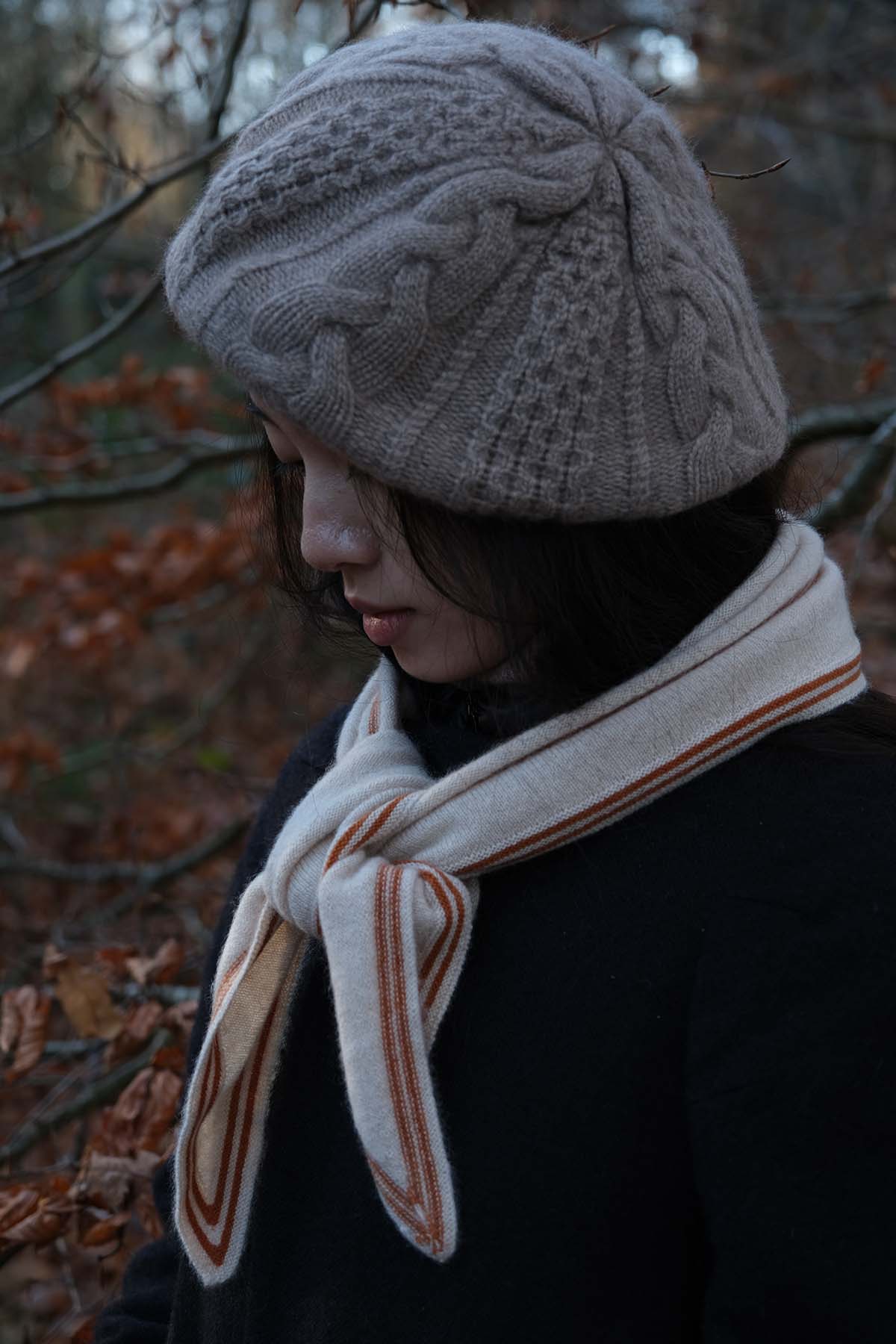 Oats & Rice Bronte Spindle-shaped Cashmere Scarf | Cream