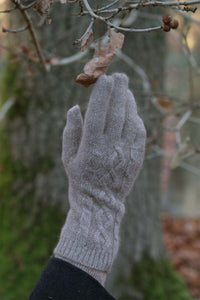 Oats & Rice Cashmere Cable Gloves | Brown