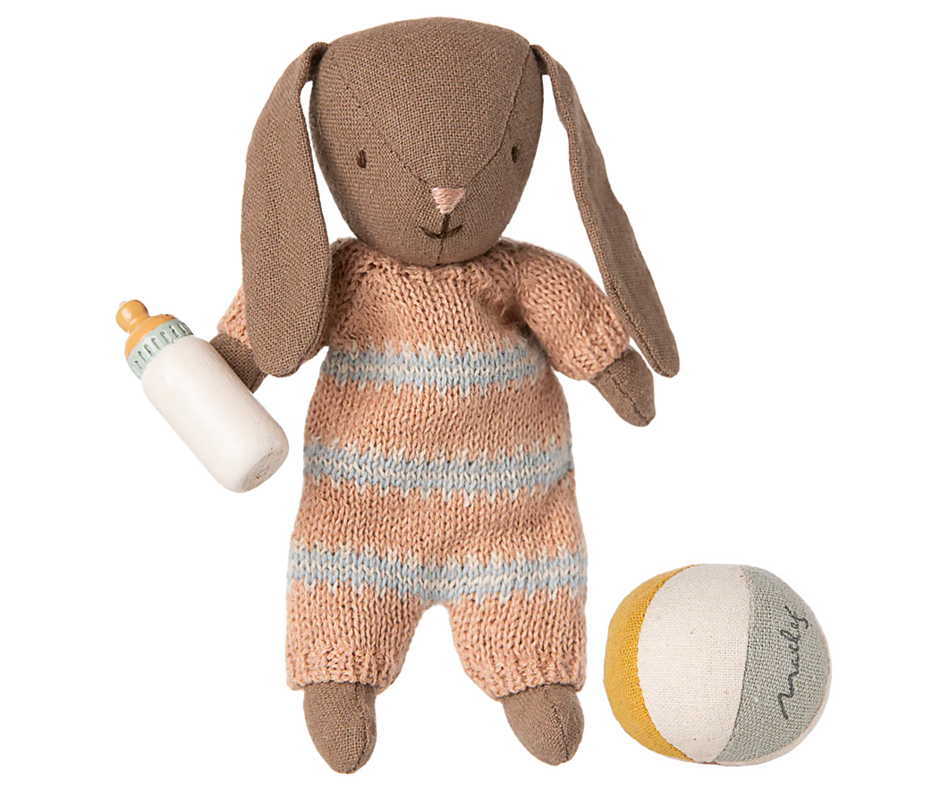 Maileg - Bunny Set, Micro - Brown/Dusty Rose