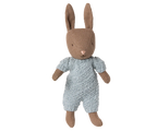 Maileg Rabbit, Micro | Brown/Blue Knitted Suit