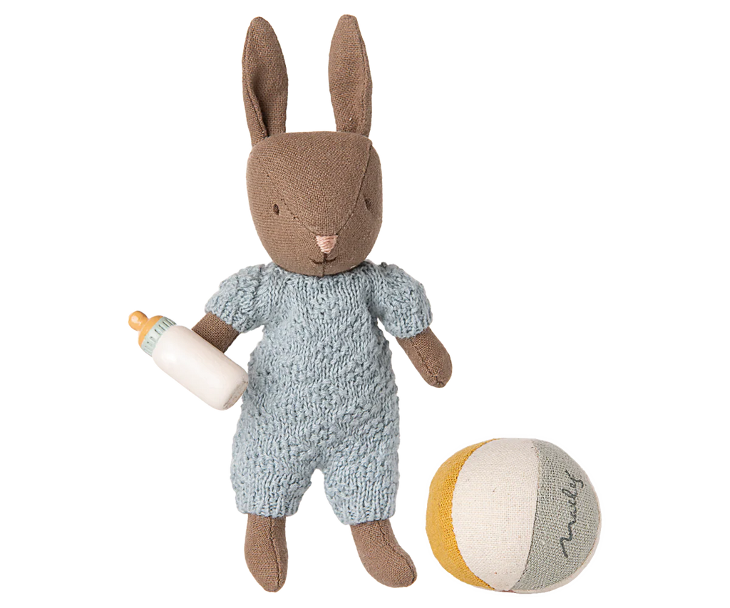 Maileg Rabbit Set, Micro | Brown/Blue