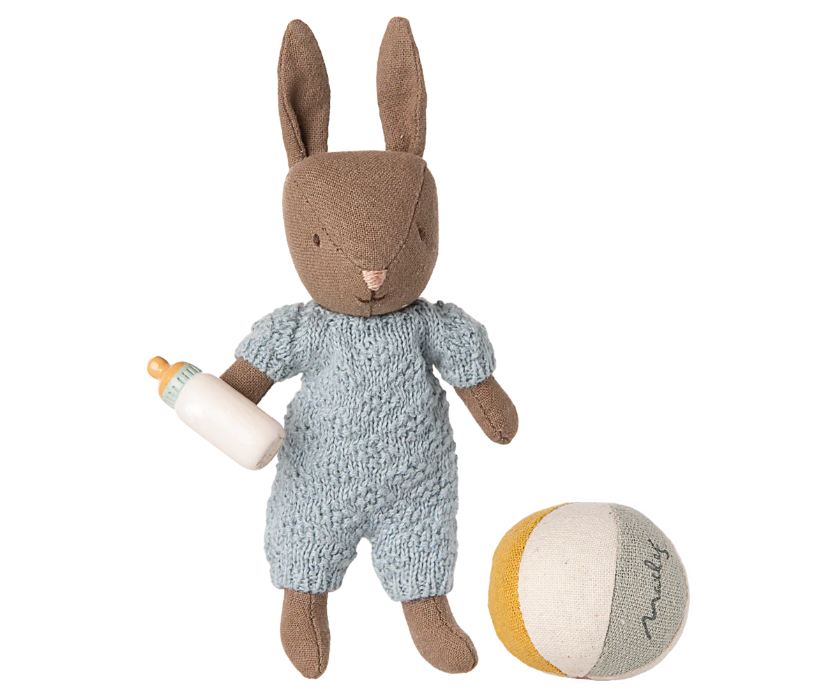 Maileg Rabbit Set, Micro | Brown/Blue