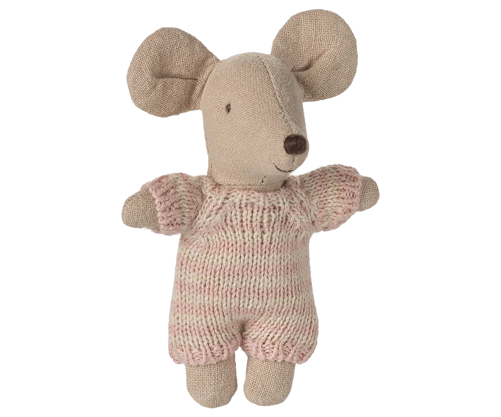 Maileg Baby Mouse in Carry Cot | Rose
