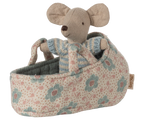 Maileg Baby Mouse in Carry Cot | Blue