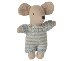 Maileg Baby Mouse in Carry Cot | Blue