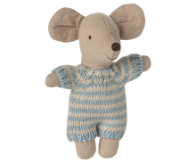 Load image into Gallery viewer, Maileg Baby Mouse in Carry Cot - Blue
