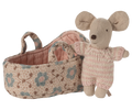 Maileg Baby Mouse in Carry Cot | Rose