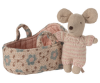 Maileg Baby Mouse in Carry Cot | Rose