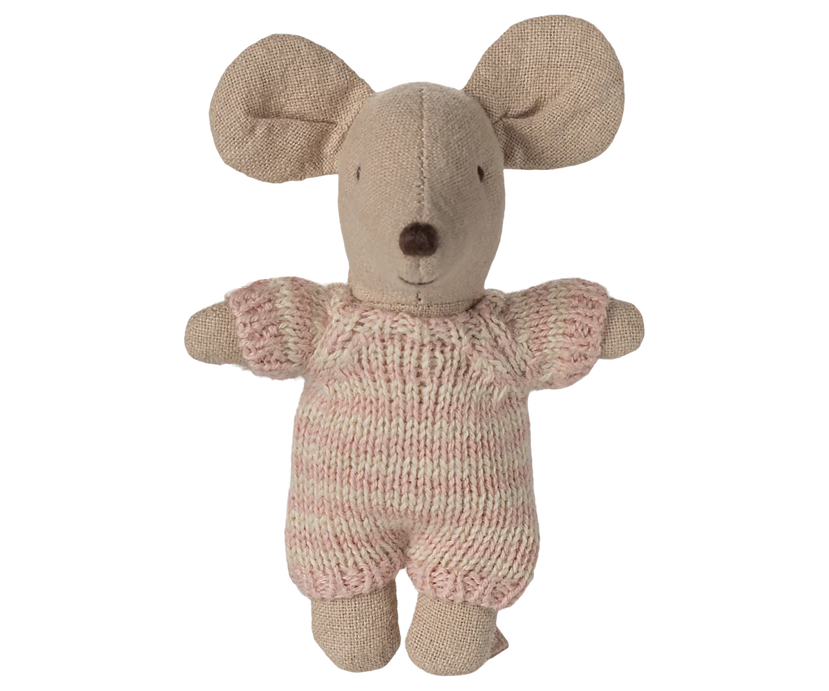 Maileg Baby Mouse in Carry Cot | Rose