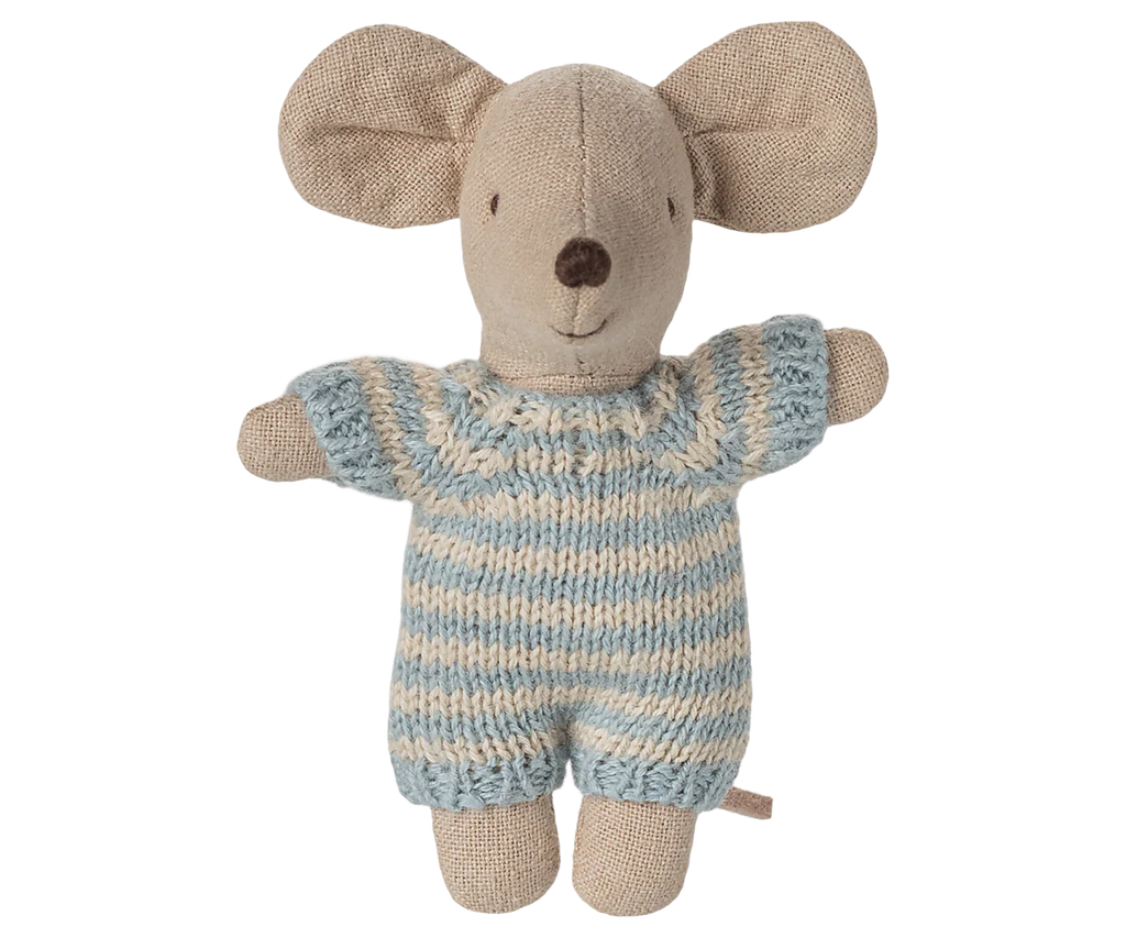 Maileg Baby Mouse in Carry Cot | Blue