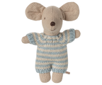 Maileg Baby Mouse in Carry Cot | Blue