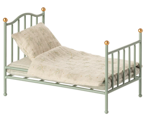 Maileg Vintage Single Bed, Mouse - Mint