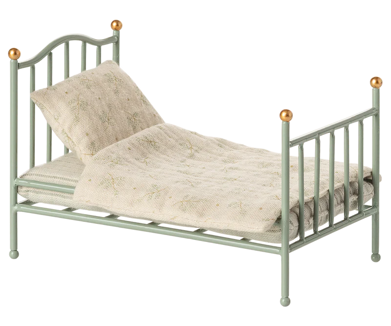Maileg Vintage Single Bed, Mouse - Mint