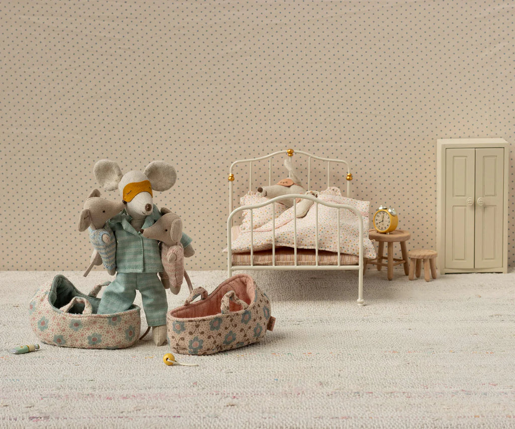 Maileg Baby Mouse in Carry Cot | Rose