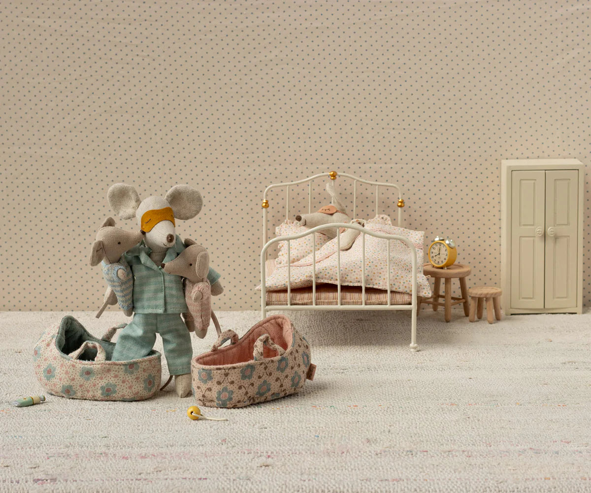 Maileg Baby Mouse in Carry Cot | Rose