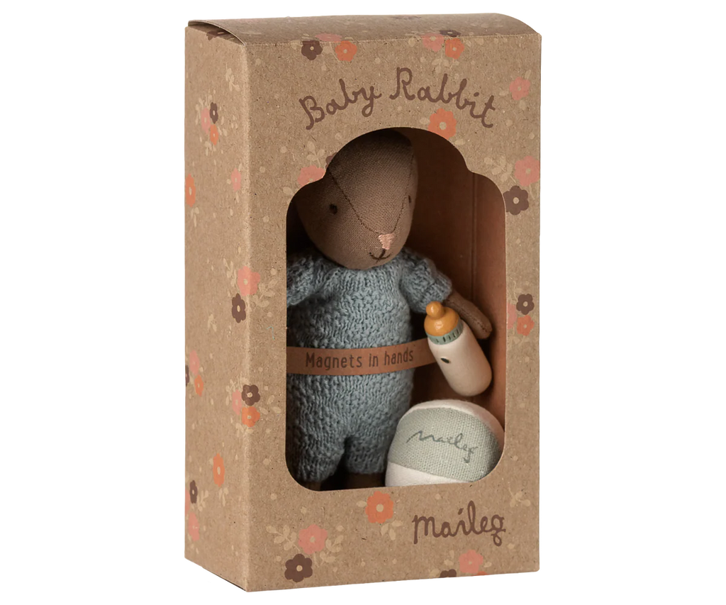 Maileg Rabbit Set, Micro | Brown/Blue