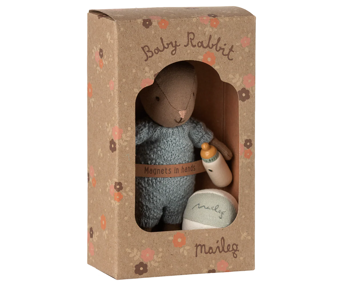 Maileg Rabbit Set, Micro | Brown/Blue