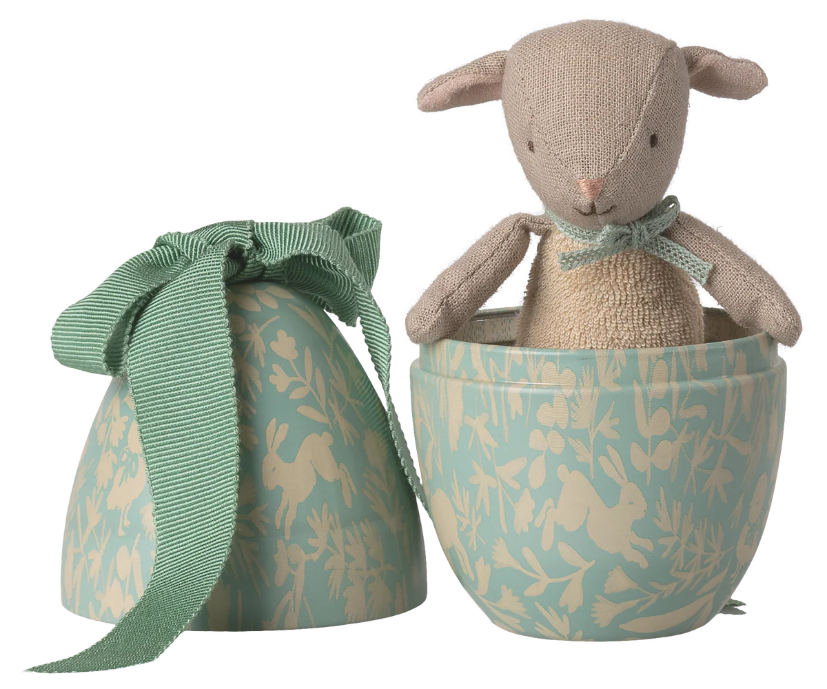 Maileg Easter Egg with Micro Lamb - Small | Dusty Mint