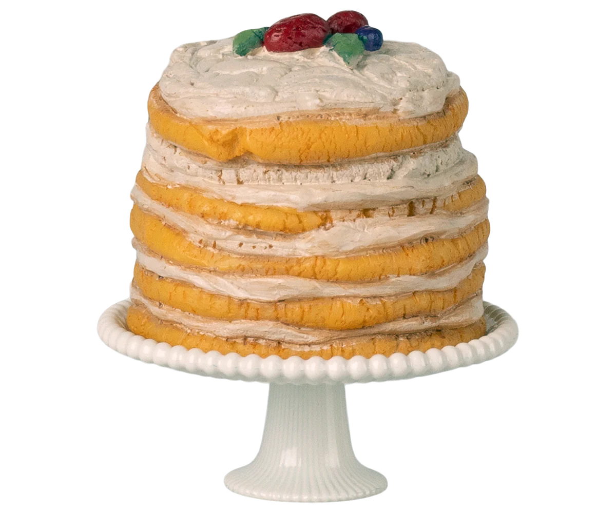 Maileg Party Cake and Cake Stand - Mouse | Off White