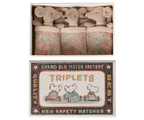 Maileg Baby Triplets in Box - Checker