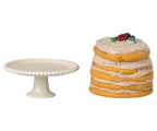 Maileg Party Cake and Cake Stand - Mouse | Off White
